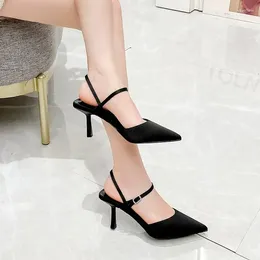 Dress Shoes Crystal High Heels Women Sandals Sexy Pointed Toe Party 2024 Summer Slingback Shallow Pumps Femme Zapatos