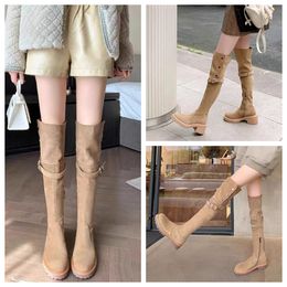 Fashion winter ankle boots womens ankles knit booties Tall Boot Black Leather Over-knee Boot Party Knight Boots Knee length boots wom flat boot