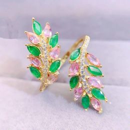 Cluster Rings Natural Real Green Emerald Ring Leaves Luxury Style 925 Sterling Silver Fine Jewellery 0.15ct 20pcs Gemstone L231261