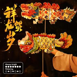 Chinese Year Dragon Lantern Lamps 2024 DIY Traditional Lunar Glowing Spring Festival Ornament Kid Gifts 240119