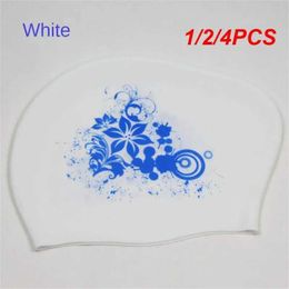 1/2/4PCS Women Silicone Waterproof Swimming Ladies Long Hair Protection High Elastic Swim Caps For Surfing Diving Pool Hat YQ240119