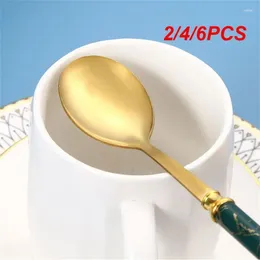 Spoons 2/4/6PCS Marble Pattern Dessert Spoon Creative Handle Nordic European-style Coffee Kitchen Accessories Imitation