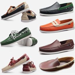 Sneakers New Large Size Casual Sailing Mens Genuine Leather British Driving Single Shoes for Men Shoe Eur 38-4 29