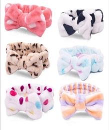 Hairband Shower Headband Bowknot Turban Dot Striped Hairbands Flannel Head Wrap Spa Make Up Hair Band Hair Accessories 26 Designs 9661008