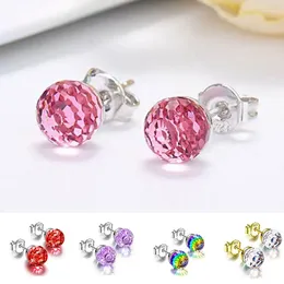 Stud Earrings Free 6/8mm Colourful Rhinestone Western Style Exquisite Bright Women's Multicolor Ball Ear Studs