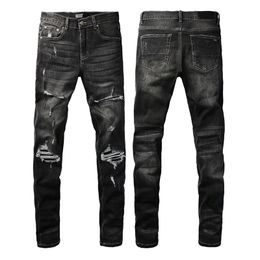 designer mens jeans pants for men ripped embroidery pentagram patchwork for trend brand motorcycle pant skinny mens clothing