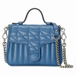 New women's handbag shoulder bag Blue quilted leather vintage silver tone accessories detachable chain shoulder strap 583571240y