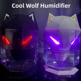 Humidifiers 600ML Wolf Air Humidifier USB Electric Aroma Essential Oil Diffuser Portable Cool Mist Sprayer With LED Light for Home Office YQ240122