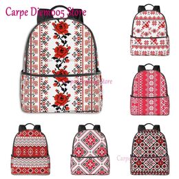 Bags Ukrainian Embroidery Style Rose Adult Backpack Unisex Backpack Fashion Life Backpack Suitable for School Laptop Travel