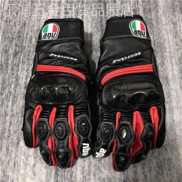 Aagv Gloves New Summer Four Seasons Agv Carbon Fiber Riding Gloves Heavy Motorcycle Racing Leather Anti Drop Waterproof and Comfortable 0iyt