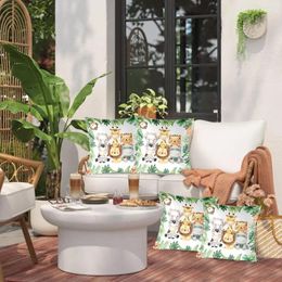 Pillow Cartoon Jungle Animal Hold Pillowcase Green Leaf Sofa Chair Cover Children's Room Home Decor Party Supplies