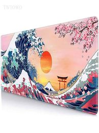 Mouse Pads Wrist Rests Japanese Style Great Wave Cherry Blossom Sakura Mouse Pad Gaming XL Home Custom Computer Mousepad XXL Carpe5886932