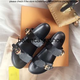 Lvity louisevittonly shoes Louisely Leather Designer Luxury Mirabeau Line Sandals Buckle Bom Dia Flat Mule Best Quality Viutonly Vittonly