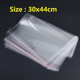 Whole 100pcs Transparent Clear Large Plastic Bag 30x44cm Self Adhesive Seal Plastic Poly Bag Toys Clothing Packaging OPP264r