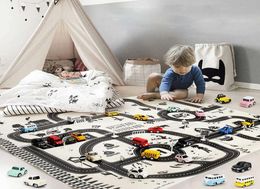 130100CM Kids Portable Car City Scene Taffic Highway Map Play Mat Educational Toys For Children Games Road Carpet9970409