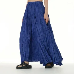 Keychains Casual Womens Solid A-Line Long Skirt Tulle High Waist Pleated Y2K Elegant Ladies Wild Dating Maxi Skirts Drop Streetwear