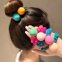 Hair Accessories Korean Fluorescent Color Big Ball Cloth Large Scrunchies Elastic Band For Girl Woman Cute Simple Bun Ponytail Rubber Ties