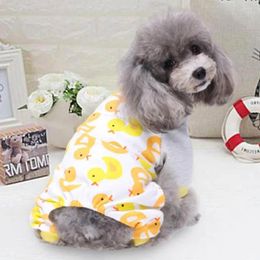 Dog Apparel Puppy Costume Pet Pyjamas Cartoon Printing Four-legged Cotton Breathable For Daily Life