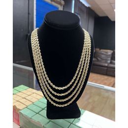 Wholesale 1.5mm 3mm 4mm 18k Solid Gold Fill Rope Chain Mens 925 Sterling Silver Plated 14k Yellow Rose Gold Necklace Rope Chain