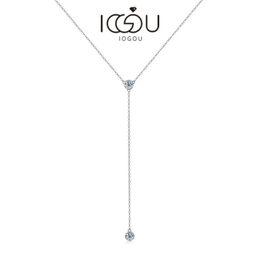 IOGOU Real Diamond Necklace For Women Tassel Pendant Top Quality 925 Sterling Silver Wedding Bridal Sexy Girl Jewellery 240118
