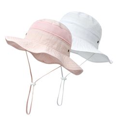 Baby Kids Sun Caps Grenadine Solid Colors Patchwork Boy Girl Summer Protect Neck Sunbonnet Ventilate Comfortable Visor8914809