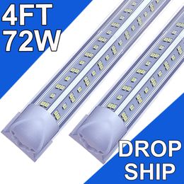 4Ft LED Shop Light Fixture - 72W T8 Integrated LED Tube Light - 6500K 7200LM V-Shape Linkable - High Output - Clear Cover - Plug and Play - 270 Degree Garage, Shop usastock