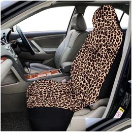 Car Seat Covers Ers Yellow Leopard Pattern Front Er For Women And Men Washable Soft Thin Drivers Protective Suitab Drop Delivery Autom Dhzez