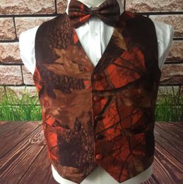 Camo Print Groom Vests Camouflage man Vest Attire Slim Fit Mens Waistcoat Dresses 2 piece set VestBow Custom Made Plus Size3644690