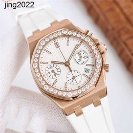 Luxury AP Diamond iced Mosonite Can pass Test Full Mechanical movement waterproof Top Quality Women Movement 37mm Case With Diamonds LadiesA8QH