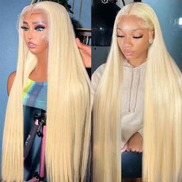 613 Lace Frontal Human Hair Wigs 13x4 Hd Transparent Straight Glueless for Women Honey Blonde Lace Front Wig Preplucked