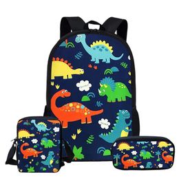 Bags 3D Printed Dinosaur Backpack 3pcs/set Cartoon Animal Dinosaur School Bags For Girls Boys Child Book Bag Schoolbag Crosbody Bag