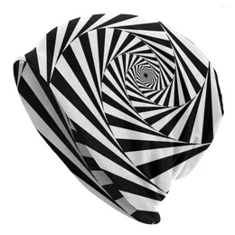 Berets Aperture Spiral Black White Optical Zebra Bonnet Hat Knit Autumn Winter Skullies Beanies Hats Men's Women's Warm Caps