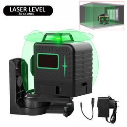 12 Lines 3D Green Laser Level Horizontal And Vertical Cross Lines Indoors and Outdoors Mini Laser Level