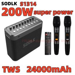 Speakers SODLK S1314 Highpower 200W Wireles Bluetooth Speaker Outdoor Karaoke Sound 4 Horn Heavy Bass 24000mAh Battery Superlong Standby