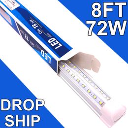 8 Ft Integrated LED Tube Light 72W T8 V Shaped 96" Four Row 72000 Lumens(300W Fluorescent Equivalent) Clear Cover Super Bright White 6500K 8FT LED Shop Lights usastock