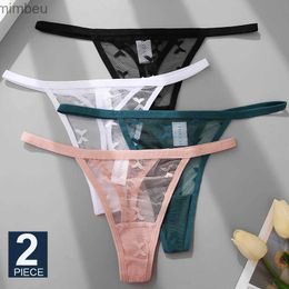 Sexy Set FINETOO 2PCS/Set Women Sexy Lace Floral G-String Panties Femme Underwear Lingerie Transparent Pantys S-XL Women's Mesh ThongsL240122