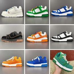 Luxury Designer brand mens womens casual shoes Trainer Maxi Platform leather sneakers white green orange brown blue black white with box