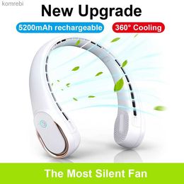 Electric Fans Portable Neck Fan 360 Cooling Portable Strong Wind Fan with Adjustable Speed 5200mah Rechargeable Mute Bladeless Neck FanL240122