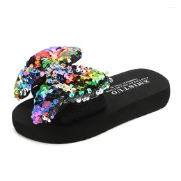 Slipper Girls Slippers Summer Kids Shoes Beach Fashion Bow Flat Flip Flops Mom Daughter Parent-child Vacation Size 24-42