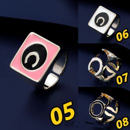 Hiphop Rock Punk Classic Pink White Enamel Open Ring Fashion Jewellery With Original Box+gift bag