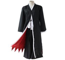 Anime BLEACH Death Kurosaki ichigo Cosplay Costume Shinigami Death Kimono Full Set Black Fitted Cloak Pants Belt 1046429