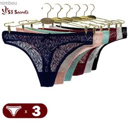 Sexy Set 3PCS/Set Sexy Mesh G-String Hollow Panties Women Underwear Female Transparent Solid Low Waist Thongs Girls Breathable LingeriesL240122