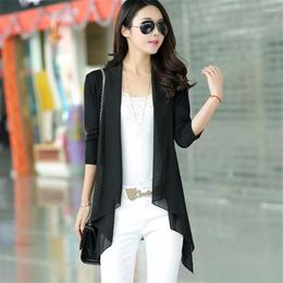 Women's Knits Women Clothing 2024 Female Summer Thin Section Mid-Long Sun Protection Half Sleeve Shawl Chiffon Cardigan Coat ZY7783