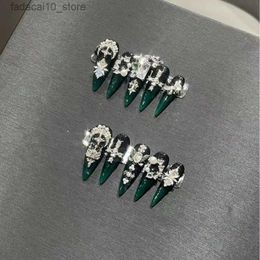 False Nails Handmade Press-On Nails Stiletto Diamond Fake Nails Original Designer Couture Hot Style Luxury Party Gem Stickers Faux Ongles Q240122