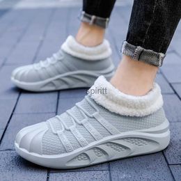 home shoes Snow Boots Men Winter Slip On Plush Thick Comfortable Cotton Shoes Waterproof Anti Slip Outdoor Casual Shoes Flat YQ240122