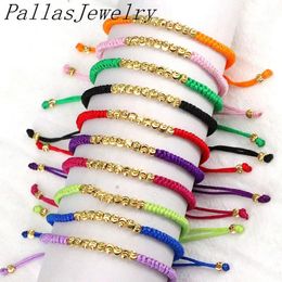 Bracelets 10Pcs Fashion Dainty Gold Thin Charm Rainbow Cord Friendship Macrame Bracelets for girls Women