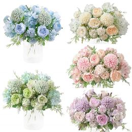 13inch Silk Peony Hydrangea Flowers Bouquet 7 Forks Artificial Flower For Wedding Party Home Garden Decoration