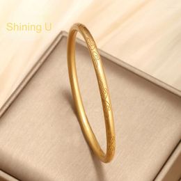 Bangle Shining U Chinese Style For Women 24K Gold Color Fashion Jewelry Year Gift