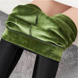 Capris New Plus Cashmere Fashion Leggings Women Girls Warm Winter Bright Veet Knitted Thick Legging Super Elastic Pants
