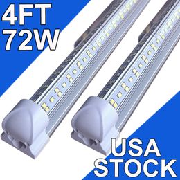 LED Shop Light Fixture, 4FT 72W 6500K Cold White, 4 Foot T8 Integrated LED Tube Lights, Plug in Warehouse Garage Lighting, V Shape, High Output, Linkable usastock